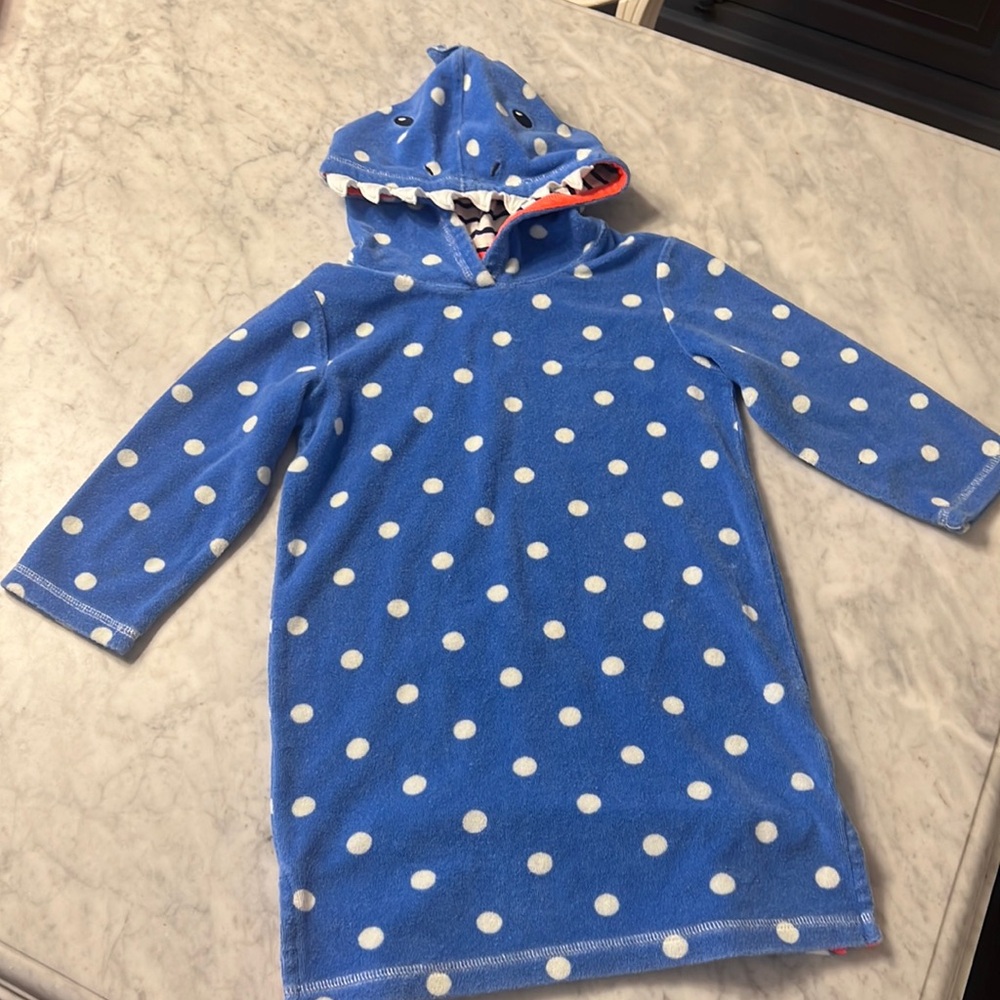 Mini Boden shark towel swim/beach cover up.